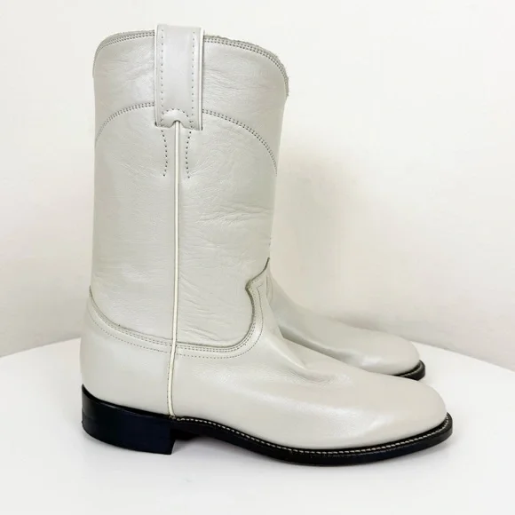Vintage Justin Pearl White Roper Cowboy Boots Made in USA - Picture 2 of 9